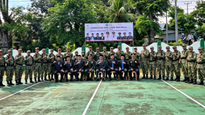 Kepala Desa se-Soppeng Kompak Hadiri Upacara Harla Pancasila di Makodim 1423