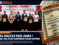 Hari Bhayangkara ke-80, Desa Maccile Dinobatkan sebagai Juara I Lomba Tiga Pilar Kabupaten Soppeng